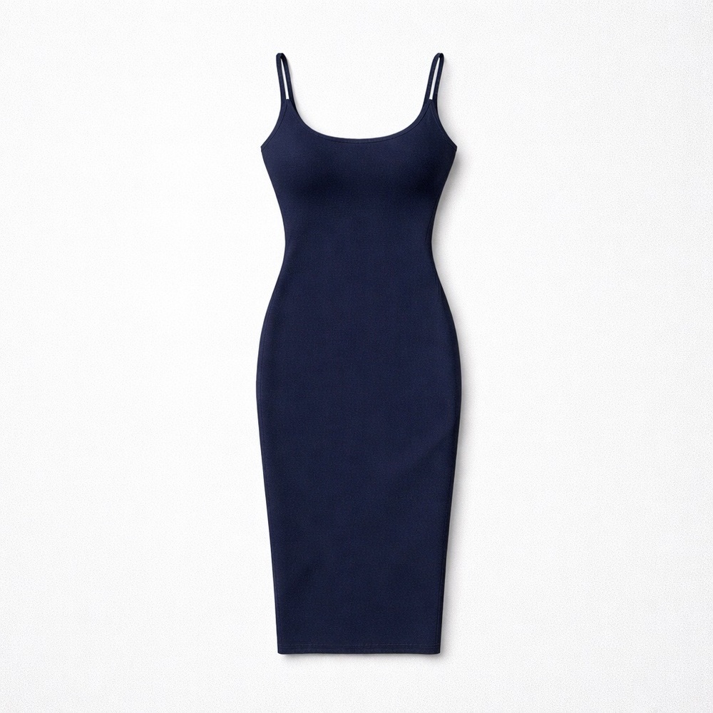 Dolce & Gabbana Sleek Black Slip Midi Dress